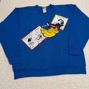 VTG Disney Snow White Comic Strip Embroidered Crewneck Sweatshirt